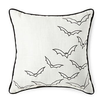 Jcp 18x18 Embroidered Bats On Poly Slub Square Throw Pillow