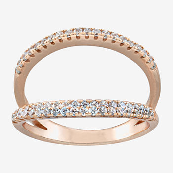 Silver Treasures Cubic Zirconia 14K Rose Gold Over Silver Band