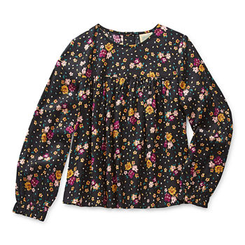 Thereabouts Little & Big Girls Round Neck Long Sleeve Adaptive Blouse