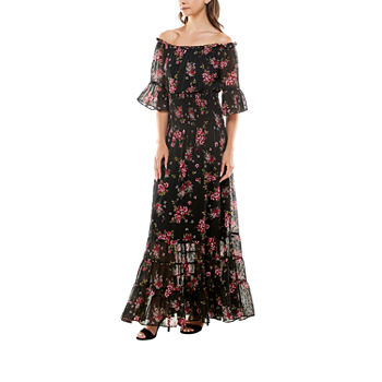 Premier Amour 3/4 Sleeve Floral Maxi Dress