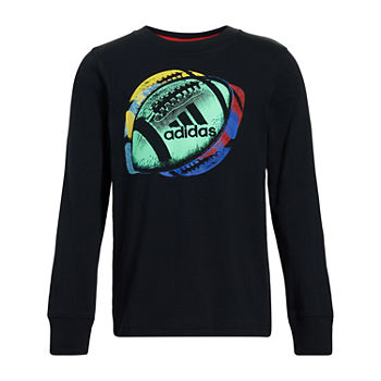 adidas Little Boys Crew Neck Long Sleeve Graphic T-Shirt