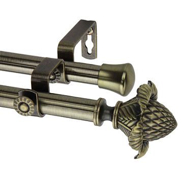 Rod Desyne Double 13/16" Adjustable Curtain Rod with Bloom Finials