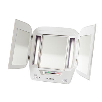 Jerdon JGL12W LED Lighted TriFold Mirror