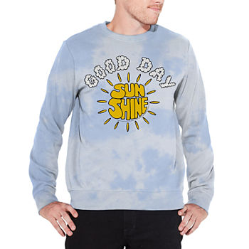 The Beatles Good Day Sunshine Mens Crew Neck Long Sleeve Tie-Dye Graphic Sweatshirt