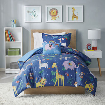 Mi Zone Kids Rainbow Safari Animals + Insects Midweight Comforter Set