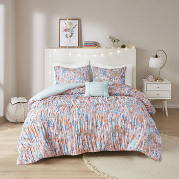 Intelligent Design Eloise Floral Printed Ruched Comforter Set