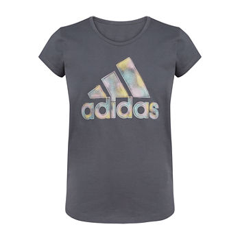 adidas Big Girls Scoop Neck Short Sleeve Graphic T-Shirt
