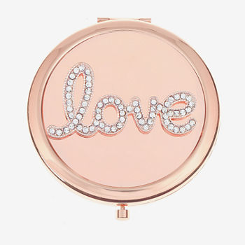 Monet Jewelry Rosegold Tone Love Compact Mirror