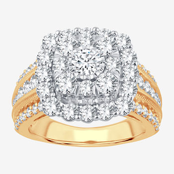 Womens 3 CT. T.W. Lab Grown White Diamond 10K Gold Engagement Ring
