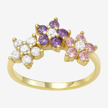 Girls 1/2 CT. T.W. Multi Color Cubic Zirconia 14K Gold Over Silver Cocktail Ring