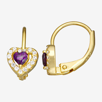 1/2 CT. T.W. Purple Cubic Zirconia 14K Gold Over Silver 7mm Hoop Earrings