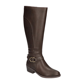 Easy Street Womens Luella Plus Wide Calf Stacked Heel Riding Boots