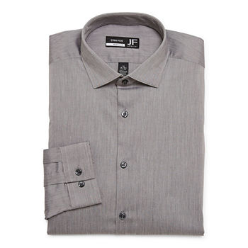 JF J.Ferrar Ultra Comfort Super Slim Mens Regular Fit Long Sleeve Button-Down Shirt