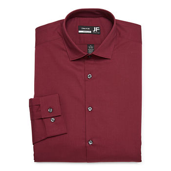 JF J.Ferrar Ultra Comfort Super Slim Mens Regular Fit Long Sleeve Button-Down Shirt