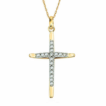 3/8 CT. T.W. Diamond 10K Two-Tone Gold Cross Pendant Necklace