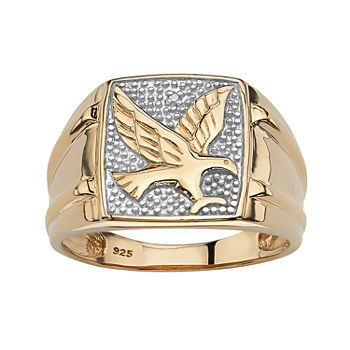 Eagle Mens Diamond Accent Genuine White Diamond 18K Gold Over Silver Fashion Ring