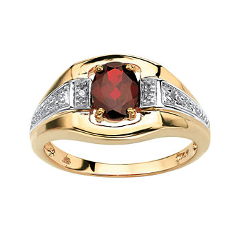 Mens 1 3/8 CT. T.W. Genuine Red Garnet 18K Gold Over Silver Fashion Ring