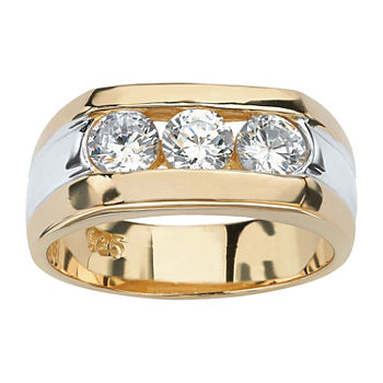 Mens 1 1/2 CT. T.W. White Cubic Zirconia 14K Gold Over Silver Fashion Ring