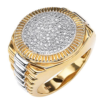 Mens 1/6 CT. T.W. Genuine White Diamond 18K Gold Over Silver Fashion Ring