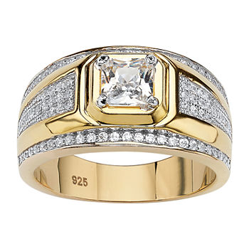 DiamonArt® Mens 1 1/8 CT. T.W. White Cubic Zirconia 14K Gold Over Silver Fashion Ring