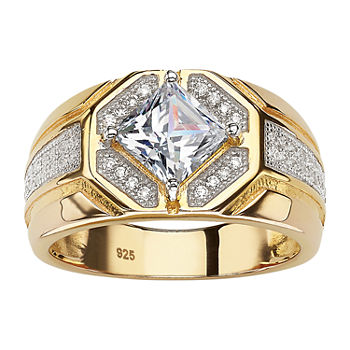 DiamonArt® Mens 1 1/2 CT. T.W. White Cubic Zirconia 14K Gold Over Silver Fashion Ring