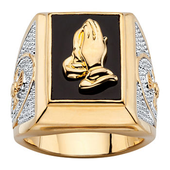 Mens Genuine Black Onyx 14K Gold Over Brass Fashion Ring