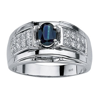 Mens 1 1/2 CT. T.W. Genuine Blue Sapphire Sterling Silver Fashion Ring