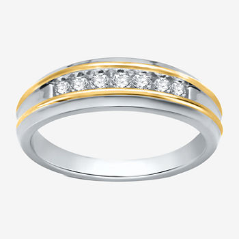 I Said Yes 1/4 CT. T.W. Lab Grown White Diamond 14K Two Tone Gold Over Silver Wedding Band