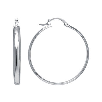Silver Reflections Silver-Plated 39mm Hoop Earrings
