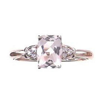 LIMITED QUANTITIES! Womens Diamond Accent Genuine Pink Morganite 14K Rose Gold Cocktail Ring