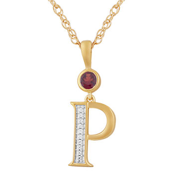 P Womens Genuine Red Garnet 14K Gold Over Silver Pendant Necklace