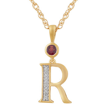 R Womens Genuine Red Garnet 14K Gold Over Silver Pendant Necklace