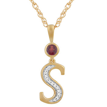 S Womens Genuine Red Garnet 14K Gold Over Silver Pendant Necklace