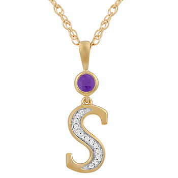S Womens Genuine Purple Amethyst 14K Gold Over Silver Pendant Necklace