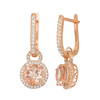 Simulated Pink Morganite 14K Rose Gold Over Silver Drop Earrings