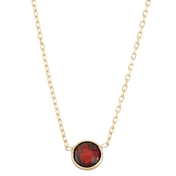 Womens Genuine Red Garnet 10K Gold Pendant Necklace