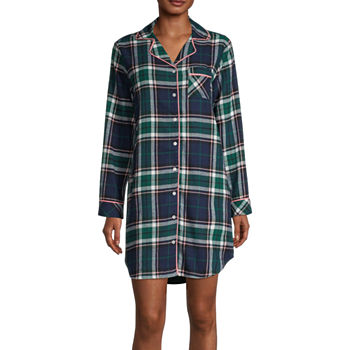 Liz Claiborne Womens Long Sleeve Flannel Nightshirt