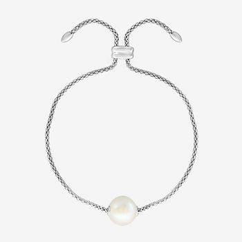 Effy  White Cultured Freshwater Pearl Sterling Silver Bolo Bracelet