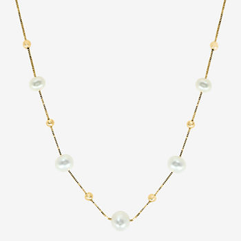 Effy  Womens Cultured Freshwater Pearl 14K Gold Over Silver Strand Necklace