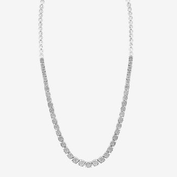 Effy  Womens 1/3 CT. T.W. Genuine Diamond Sterling Silver Tennis Necklaces