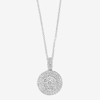 Effy  Womens 3/4 CT. T.W. Genuine Diamond 14K White Gold Pendant Necklace