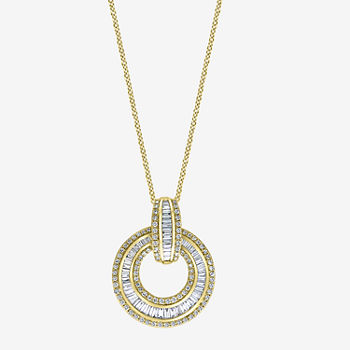 Effy  Womens 7/8 CT. T.W. Genuine Diamond 14K Gold Round Pendant Necklace