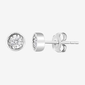 Effy  1/4 CT. T.W. Genuine White Diamond Sterling Silver 5.1mm Stud Earrings