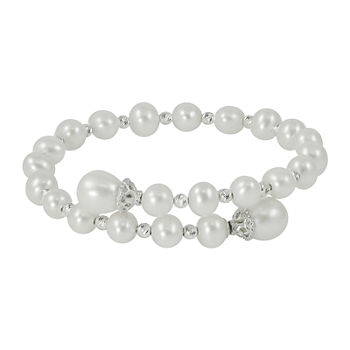 Cultured Freshwater Pearl & Sterling Silver Brilliance Bead Coil Bracelet