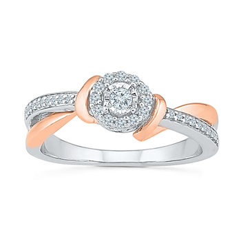Promise My Love Womens 1/5 CT. T.W. Genuine White Diamond 10K Gold Promise Ring