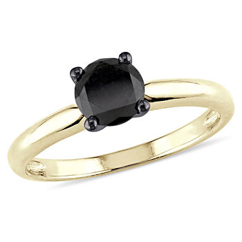 Womens 1 CT. T.W. Genuine Black Diamond 14K Gold Solitaire Engagement Ring