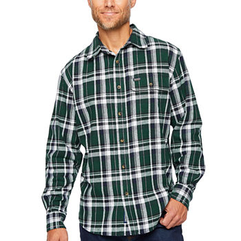 Smiths Workwear Mens Regular Fit Long Sleeve Plaid Button-Down Shirt