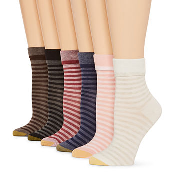 Gold Toe Striped 6 Pair Turncuff Socks Womens