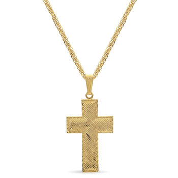 Made in Italy Unisex Adult 18K Gold Over Silver Sterling Silver Cross Pendant Necklace