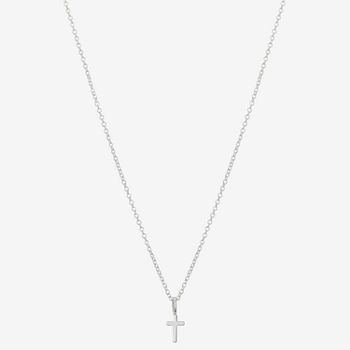 Silver Reflections Greeting Card Pure Silver Over Brass 16 Inch Link Cross Pendant Necklace